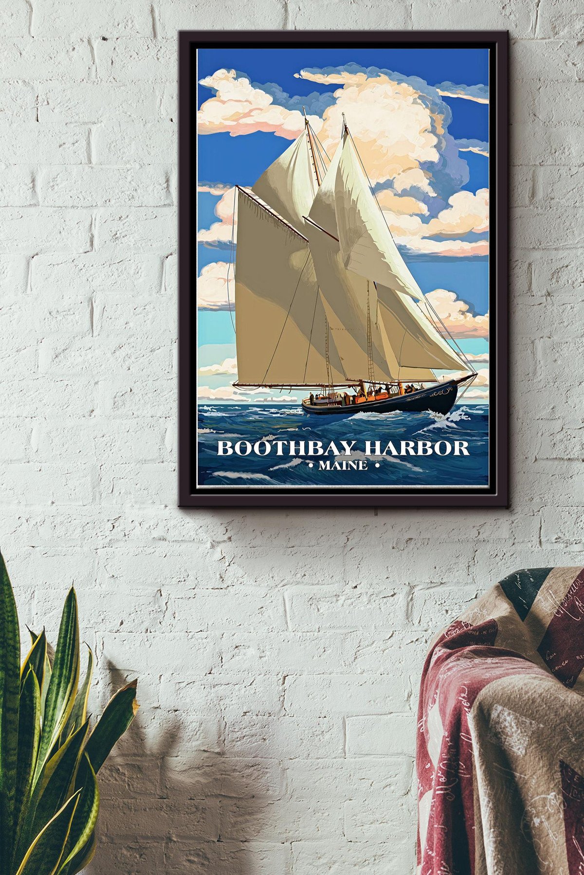 Boothbay Harbor In Maine American Canvas Sailor Gift For Sea Lover Ocean Lover Sailing Lover Framed Matte Canvas Framed Prints, Canvas Paintings Framed Matte Canvas 8x10