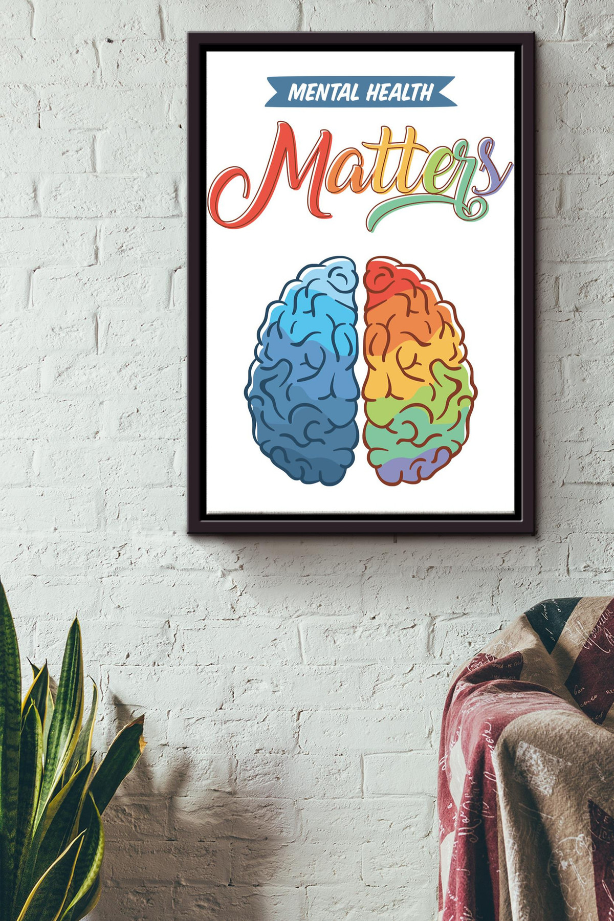 Mental Health Matters Watercolor Awarencess Canvas Framed Matte Canvas Framed Matte Canvas 8x10