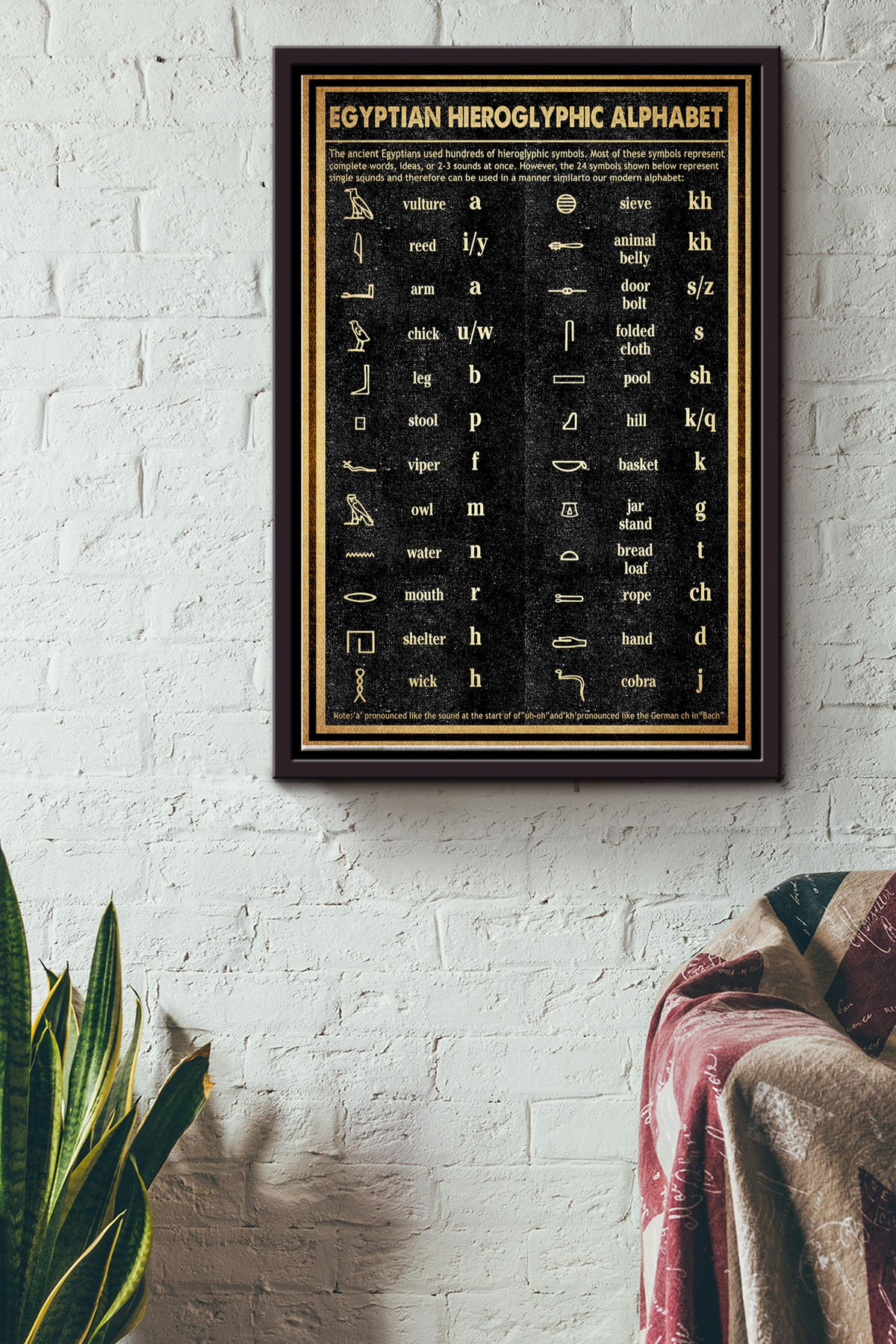 Egyptian Hieroglyphic Alphabet Canvas Egypt Culture Gift For Social Scientist Local Culture Lover History Lover Egyptians Framed Matte Canvas Framed Prints, Canvas Paintings Framed Matte Canvas 8x10