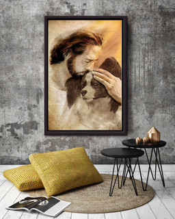 Jesus And Papillon Dog God For Gift For Dog Lovers Christian Framed Matte Canvas Framed Prints, Canvas Paintings Framed Matte Canvas 12x16