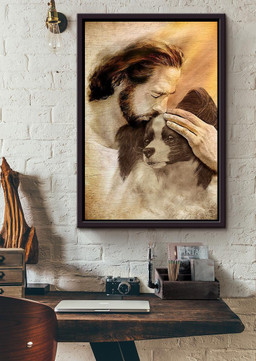 Jesus And Papillon Dog God For Gift For Dog Lovers Christian Framed Matte Canvas Framed Prints, Canvas Paintings Framed Matte Canvas 20x30