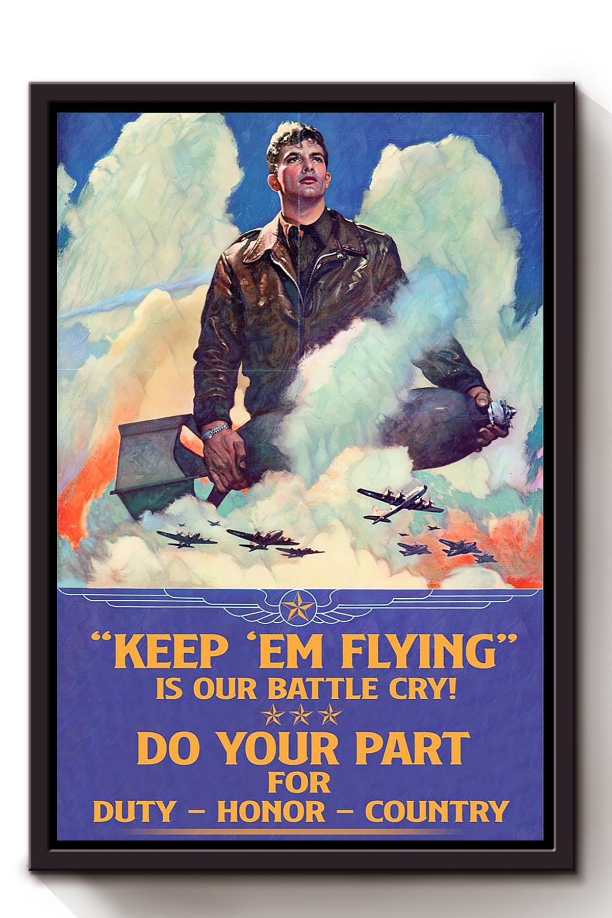 Air Force Do Your Part For Duty Honor Country Airplane Pilot Gift Framed Canvas Framed Prints, Canvas Paintings Framed Matte Canvas 8x10