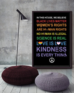 In this house we believe symbol Equality Gift For Pride Month LGBT IDAHOT Framed Matte Canvas Framed Prints, Canvas Paintings Framed Matte Canvas 16x24