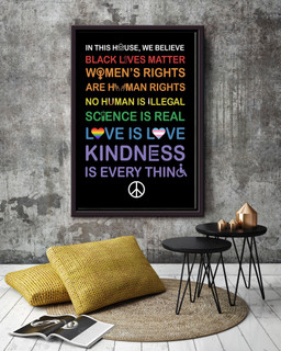 In this house we believe symbol Equality Gift For Pride Month LGBT IDAHOT Framed Matte Canvas Framed Prints, Canvas Paintings Framed Matte Canvas 12x16