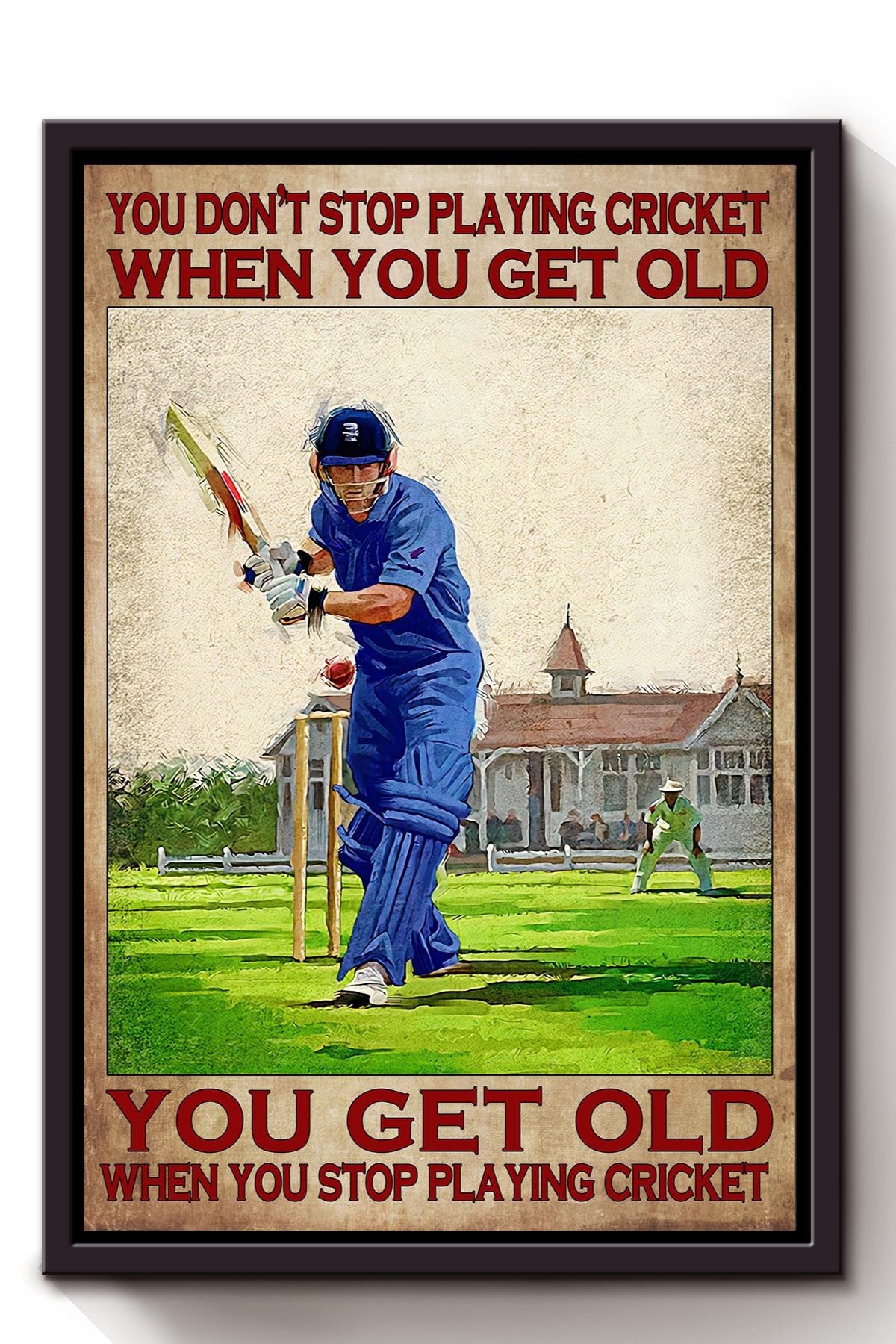 You Dont Stop Playing Cricket When You Get Old Sport Gift For Cricket Player, Cricket Lover Framed Canvas Framed Prints, Canvas Paintings Framed Matte Canvas 8x10