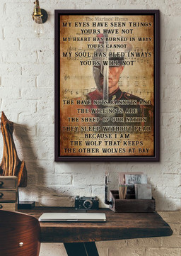 The Marines' Hymn Lyrics Song Motivation Gift For Soldier Warrior Veteran Framed Canvas Framed Prints, Canvas Paintings Framed Matte Canvas 20x30