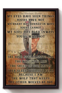 The Marines' Hymn Lyrics Song Motivation Gift For Soldier Warrior Veteran Framed Canvas Framed Prints, Canvas Paintings Framed Matte Canvas 8x10
