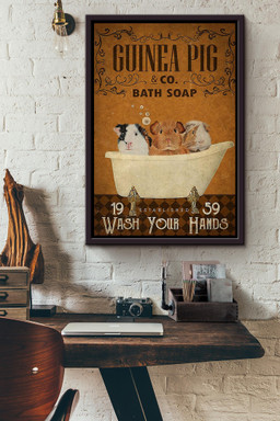 Wash Your Hands Canvas For Bathroom Decor Guinea Pig Lover Framed Canvas Framed Matte Canvas 16x24