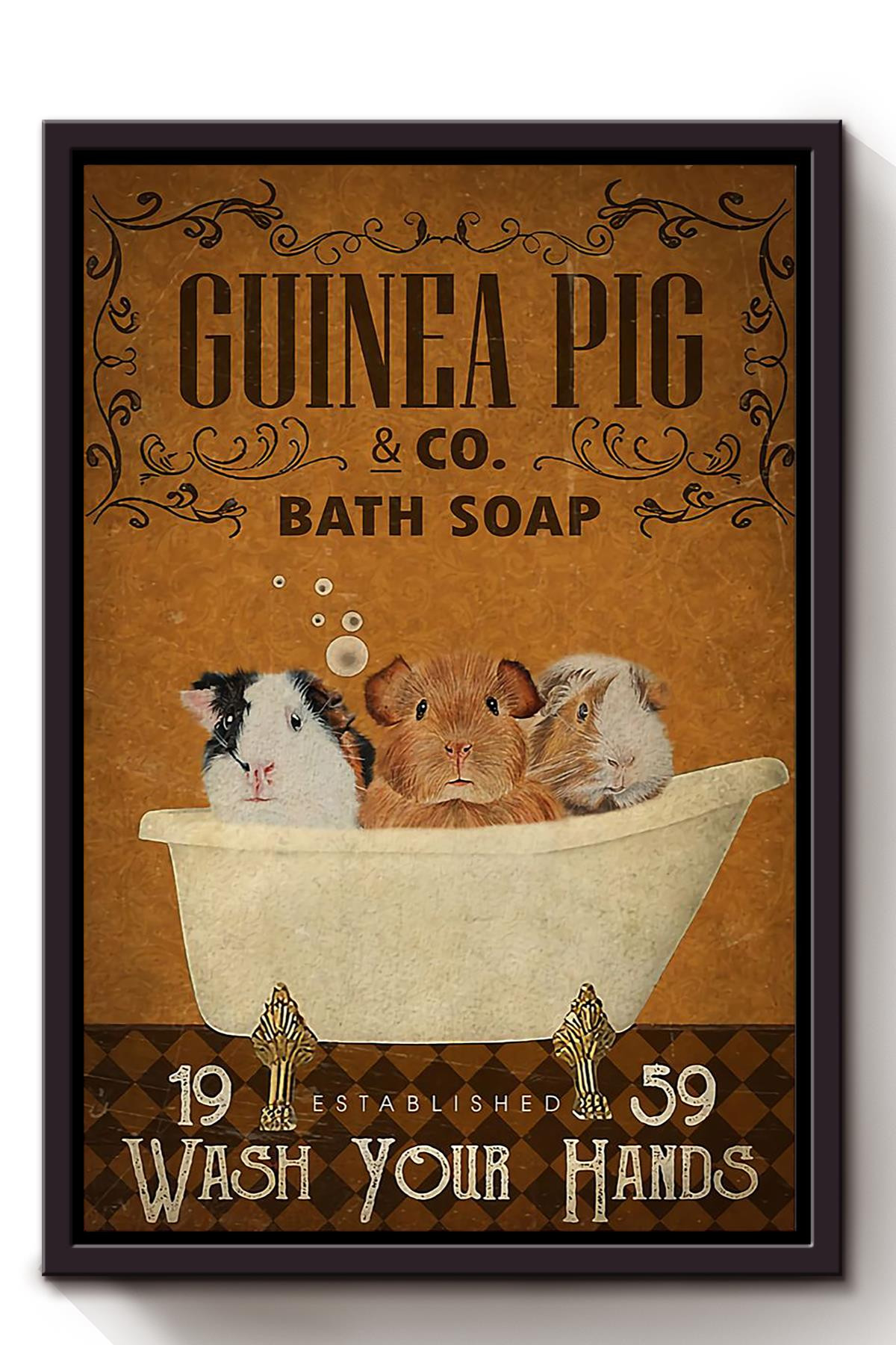 Wash Your Hands Canvas For Bathroom Decor Guinea Pig Lover Framed Canvas Framed Matte Canvas 8x10