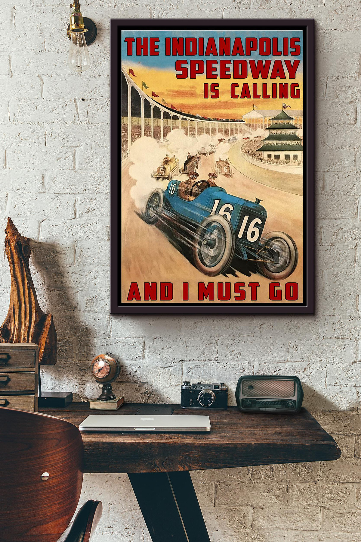Car Racing The Indianapolis Speedway Is Calling Framed Matte Canvas Framed Matte Canvas 8x10
