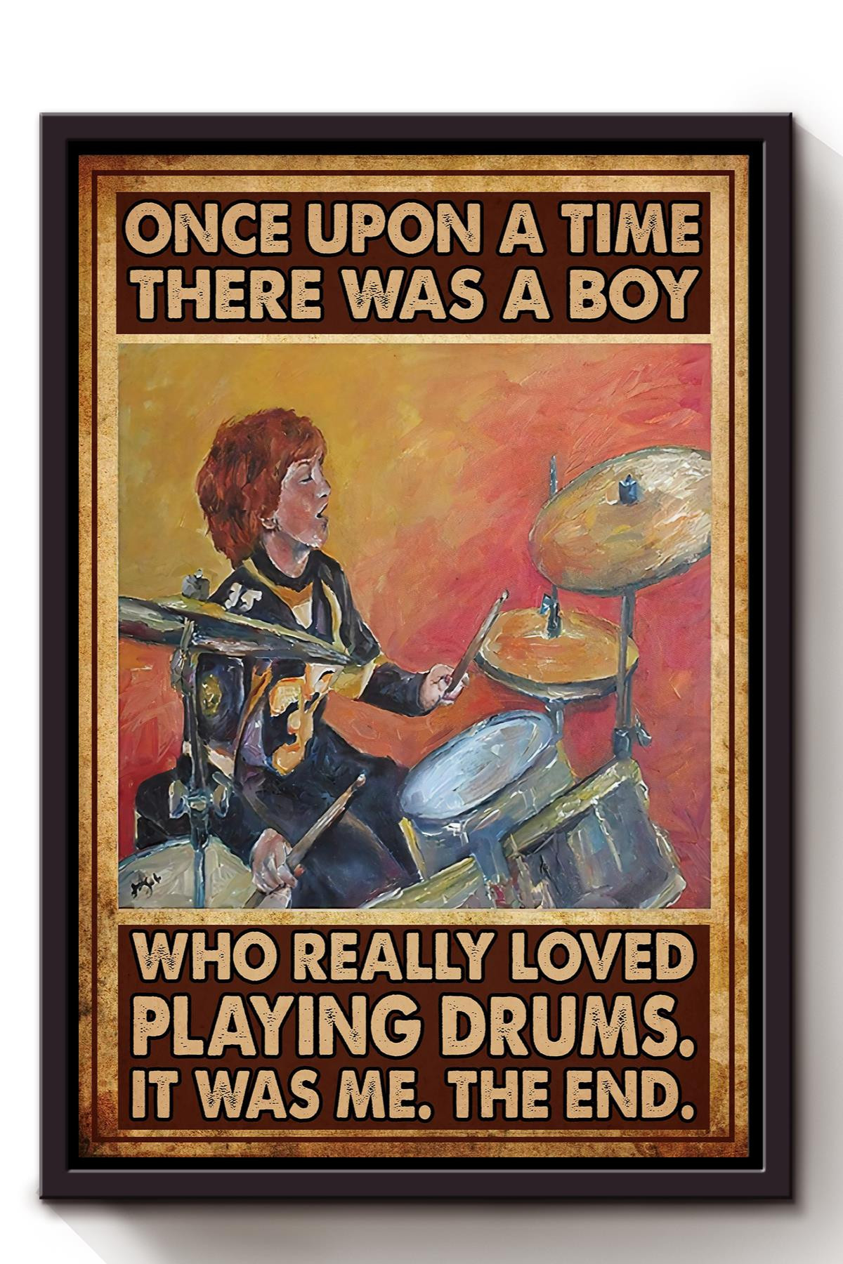 Once Upon A Time Girl Loved Playing Drums Gift For Drummer Drum Lover Music Band Lover Framed Canvas Framed Matte Canvas 8x10