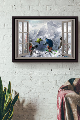 Window View Winter Sports Canvas n Framed Matte Canvas Framed Matte Canvas 12x16