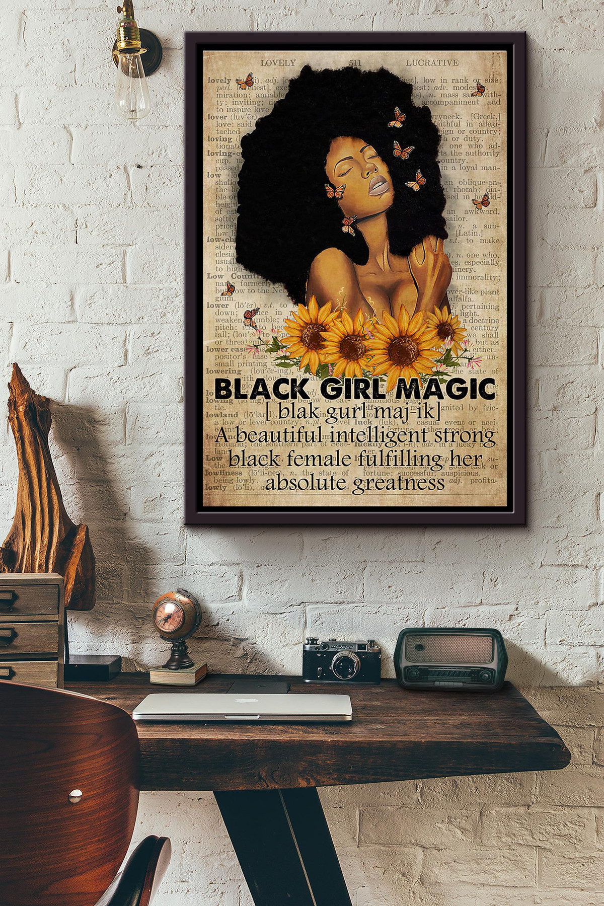 Black Girl Magic A Beautiful Intelligent Strong Fulfilling Her Absolute Greatness Dictionary Canvas Framed Matte Canvas Framed Matte Canvas 8x10