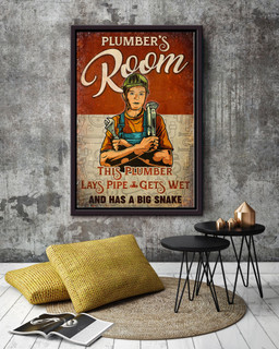 Plumber's Room Lays Pipe Gets Wet And Has A Big Snake For Framed Matte Canvas Framed Prints, Canvas Paintings Framed Matte Canvas 12x16