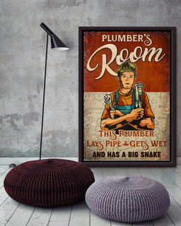 Plumber's Room Lays Pipe Gets Wet And Has A Big Snake For Framed Matte Canvas Framed Prints, Canvas Paintings Framed Matte Canvas 16x24