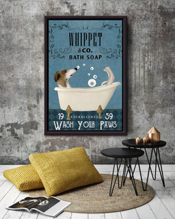 Wash Your Pasws Canvas Bathroom Wall Decor For Whippet Foster Dog Lover Framed Canvas Framed Matte Canvas 20x30