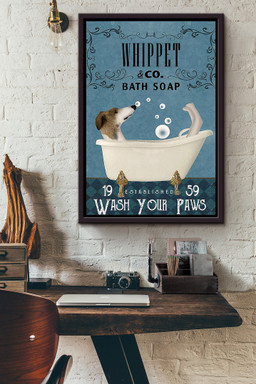 Wash Your Pasws Canvas Bathroom Wall Decor For Whippet Foster Dog Lover Framed Canvas Framed Matte Canvas 16x24