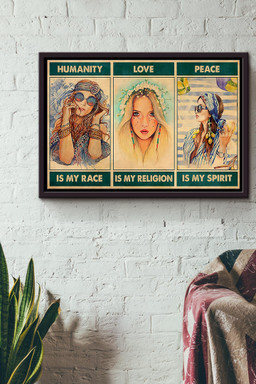 Hippie Humanity Is My Race Love Is My Religion n Framed Matte Canvas Framed Matte Canvas 12x16