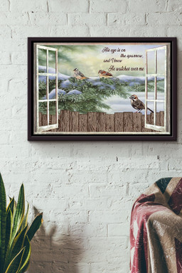 Winter Garden And Sparrow He Watches Over Me Window Canvas n Framed Matte Canvas Framed Matte Canvas 12x16