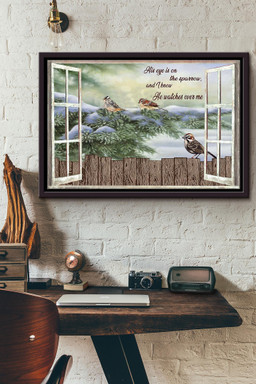 Winter Garden And Sparrow He Watches Over Me Window Canvas n Framed Matte Canvas Framed Matte Canvas 8x10