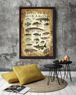 Sports Fish Of North America Animal Gift For Animal Researcher Scientists Framed Matte Canvas Framed Prints, Canvas Paintings Framed Matte Canvas 12x16