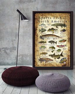 Sports Fish Of North America Animal Gift For Animal Researcher Scientists Framed Matte Canvas Framed Prints, Canvas Paintings Framed Matte Canvas 16x24