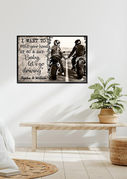 Peronalized Loving Quote Baby Let's Go Driving Gift For Valentine Wedding Anniversary Framed Matte Canvas 16x24