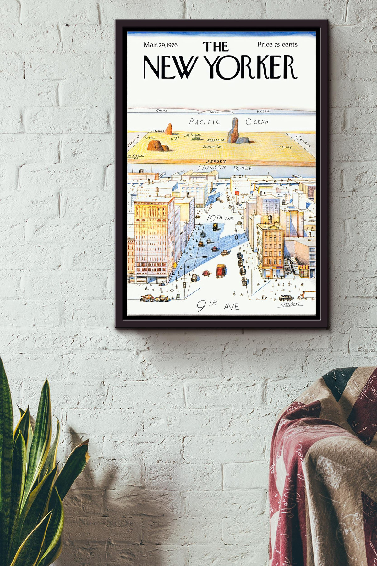 The New Yorker Magazine Cover Canvas Decor Gift For Traveling Lover Tourists Souvenir Shop New York People Framed Matte Canvas Framed Prints, Canvas Paintings Framed Matte Canvas 8x10