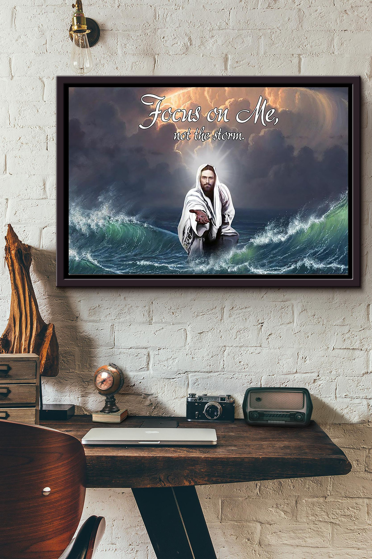 Jesus Focus On Me Not The Storm Christian Canvas n Framed Matte Canvas Framed Matte Canvas 8x10