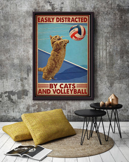 Volleyball Easily Distracted By Cats And Volleyball For Volleyball Lover Framed Canvas Framed Prints, Canvas Paintings Framed Matte Canvas 12x16