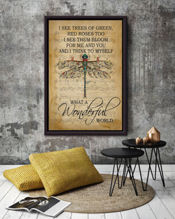 What A Wonderful World Lyrics Canvas Music Gift For Louis Armstrong Fan, Pop Fan, Valentine Day Framed Canvas Framed Prints, Canvas Paintings Framed Matte Canvas 20x30