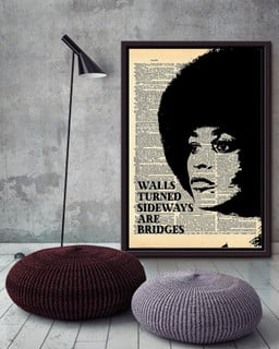 Walls Turned Sideways Are Bridges Angela Davis Quote For Housewarming Framed Canvas Framed Prints, Canvas Paintings Framed Matte Canvas 16x24