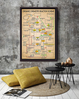 Organic Chemistry Reaction Scheme Science Knowledge For Homeschool Framed Canvas Framed Matte Canvas 12x16