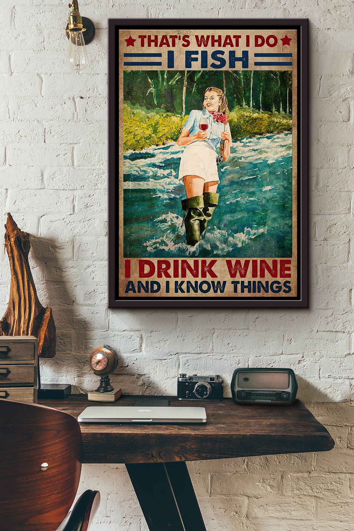 Thats What I Do I Fish I Drink Red Wine And I Know Things Woman Walking In The Forest Canvas Framed Matte Canvas Framed Matte Canvas 8x10