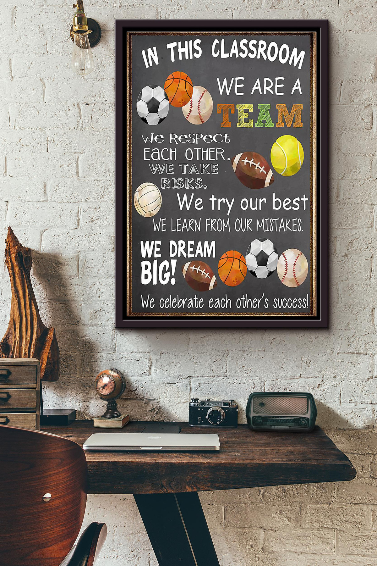 In This Classroom We Are A Team We Celebrate Each Others Success Sports Version Canvas Framed Matte Canvas Framed Matte Canvas 8x10