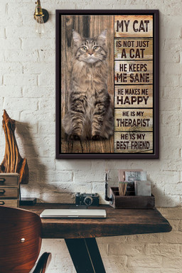 Maine Coon Cat My Cat Is Not Just A Cat He Keeps Me Sane He Makes Me Happy He Is My Therapist He Is My Best Friend Canvas Framed Matte Canvas Framed Matte Canvas 12x16
