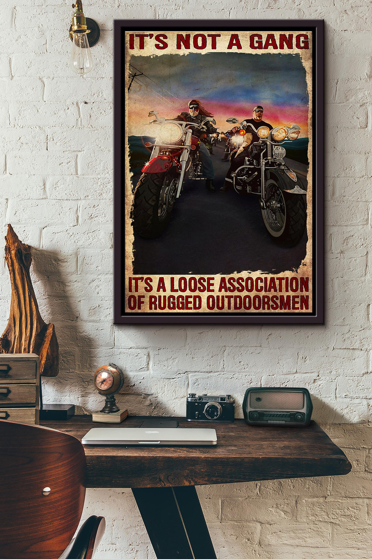 Bikers Its Not A Gang Its A Loose Association Of Rugged Outdoorsmen Canvas Framed Matte Canvas Framed Matte Canvas 8x10