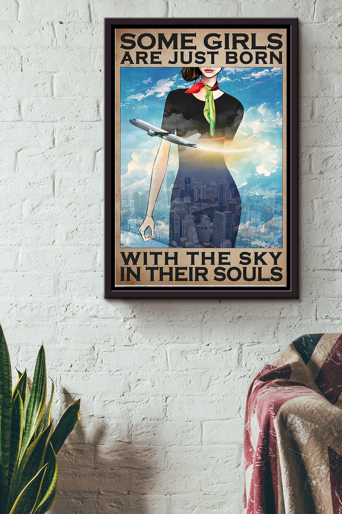 Some Girl Are Just Born With The Sky In Their Souls China Female Flight Attendant Uniform Canvas Framed Matte Canvas Framed Matte Canvas 8x10
