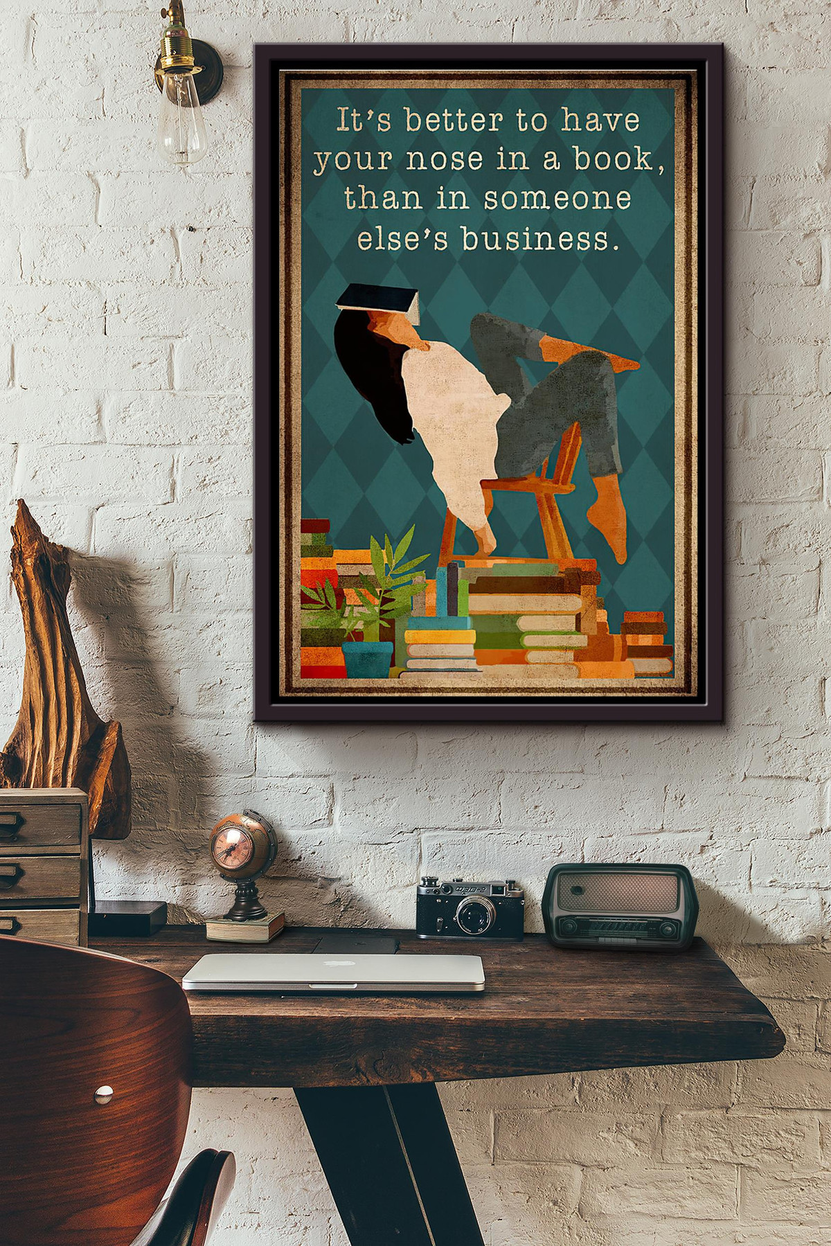 Its Better To Have Your Nose In A Book Than In Someone Elses Business Canvas Framed Matte Canvas Framed Matte Canvas 8x10