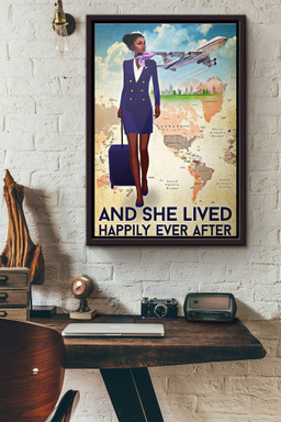 Black Girl Navy Style Flight Attendant And She Lived Happily Ever After Canvas Framed Matte Canvas Framed Matte Canvas 8x10