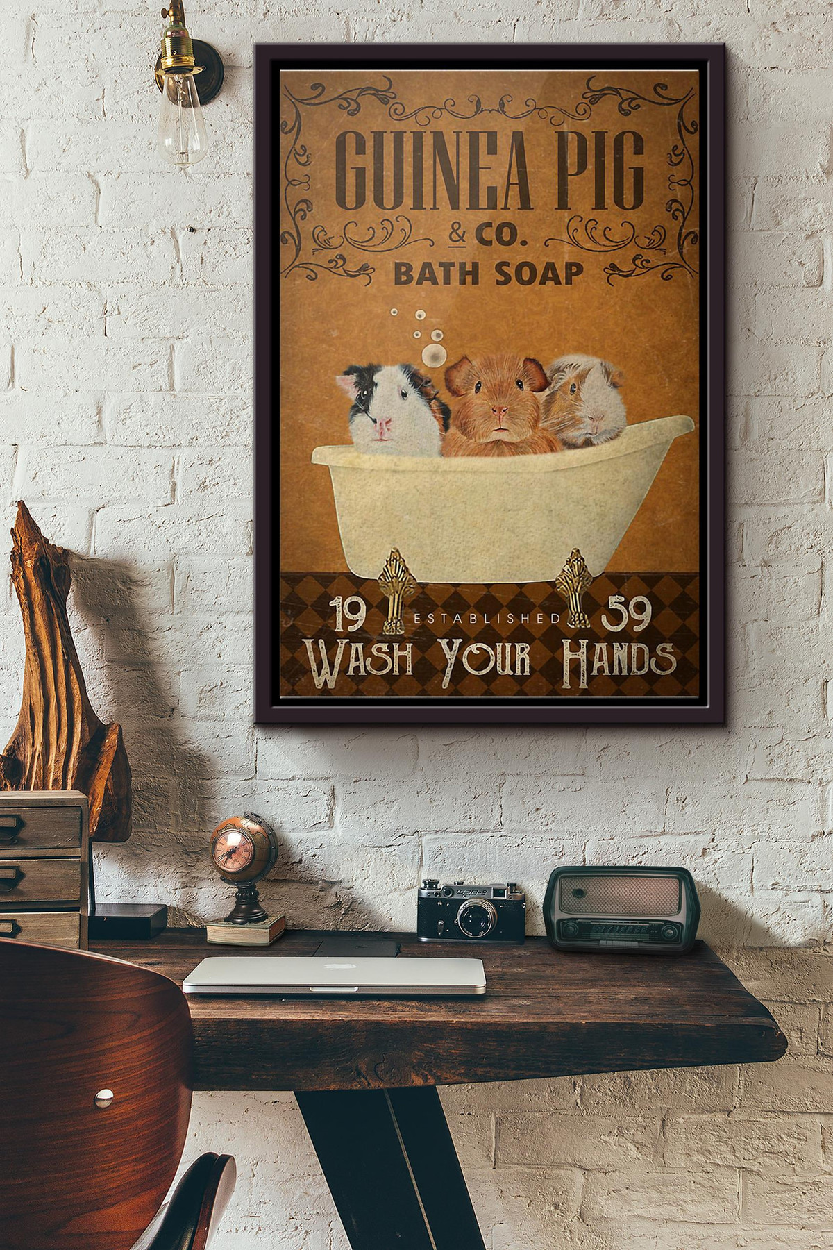Guinea Pig Company Bath Soap Wash Your Hands Canvas Framed Matte Canvas Framed Matte Canvas 8x10