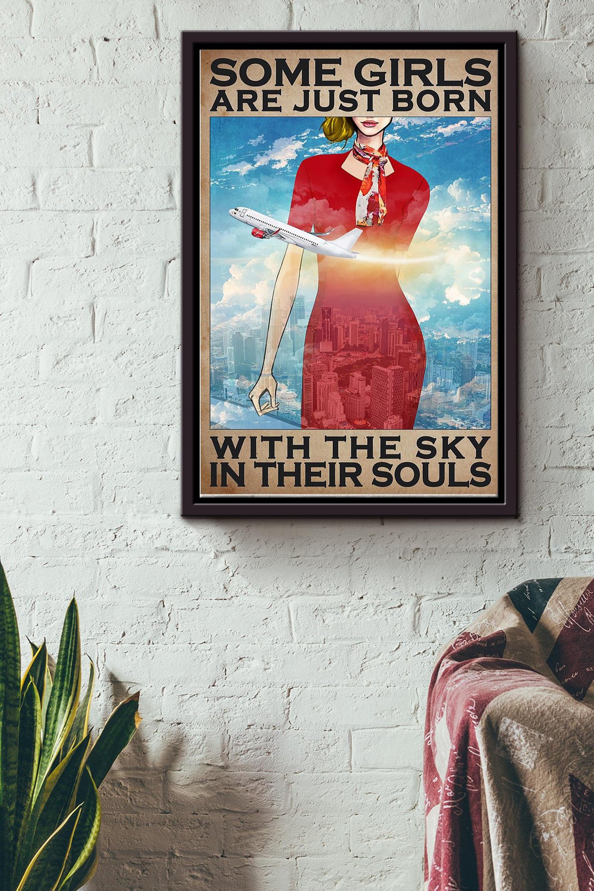Some Girl Are Just Born With The Sky In Their Souls Russia Female Flight Attendant Canvas Framed Matte Canvas Framed Matte Canvas 8x10