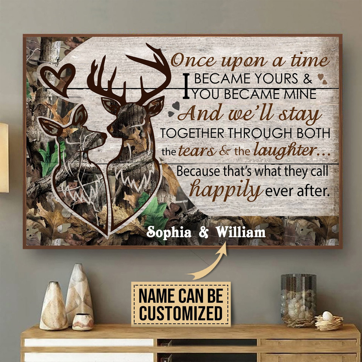 Personalized Canvas Painting Frames Deer Couple Camo Once Upon A Time Framed Prints, Canvas Paintings Wrapped Canvas 8x10