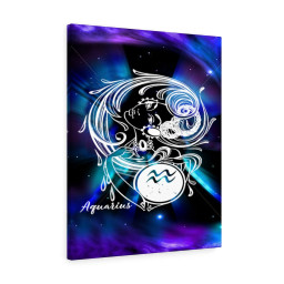 Aquarius Zodiac Horoscope Sign Constellation Canvas Print Astrology Ready to Hang Artwork Framed Matte Canvas 12x16