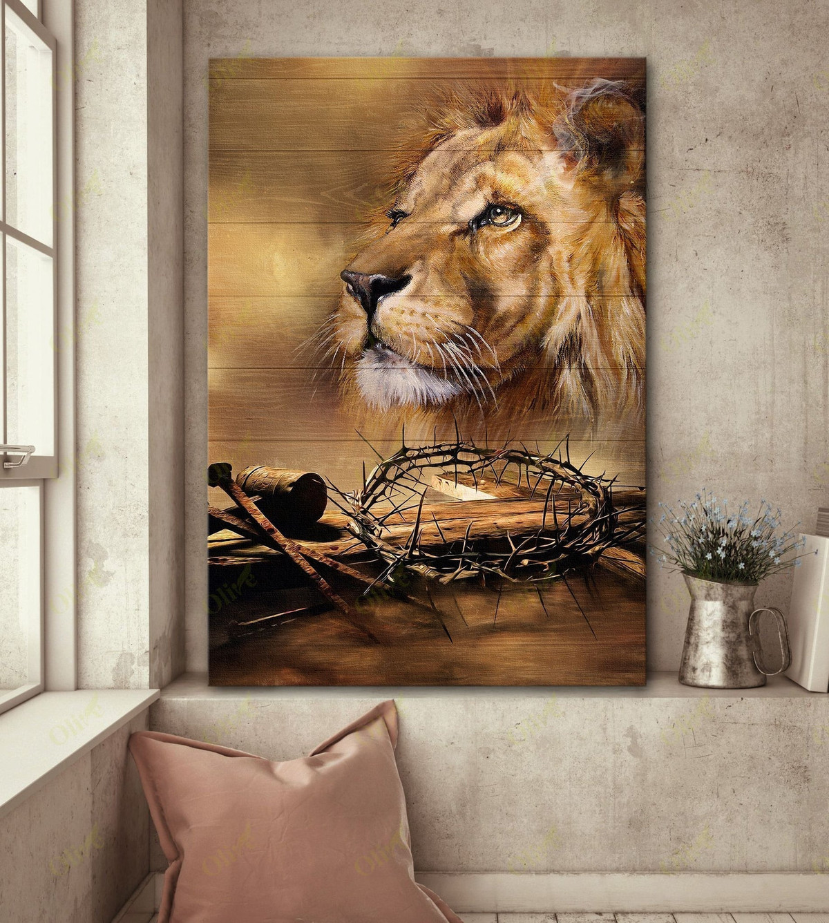 Jesus, Beautiful Lion Easter- Matte Gallery Canvas Painting, Canvas Hanging Gift Idea Framed Prints, Canvas Paintings Wrapped Canvas 8x10