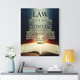 Scripture Canvas Book of the Law Joshua 1:8 Christian Bible Verse Meaningful Framed Prints, Canvas Paintings Framed Matte Canvas 16x24