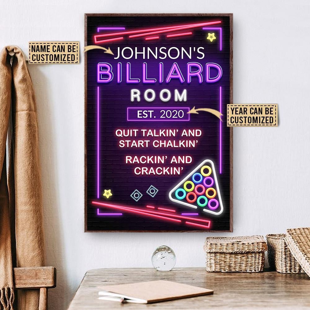 Personalized Canvas Painting Frames Billiard Club Neo Rackin And Crackin Framed Prints, Canvas Paintings Wrapped Canvas 8x10