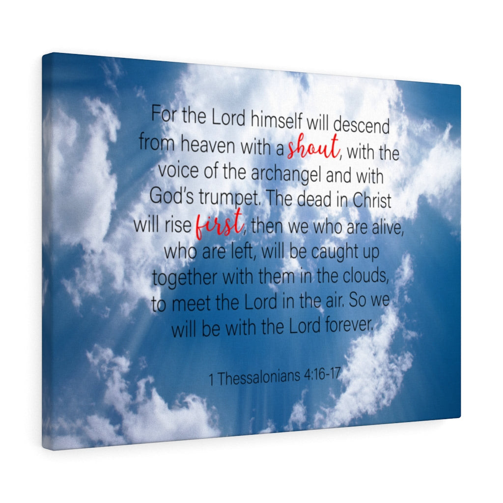 Scripture Canvas Shout First 1 Thessalonians 4:16-17 Christian Bible Verse Meaningful Framed Prints, Canvas Paintings Wrapped Canvas 8x10