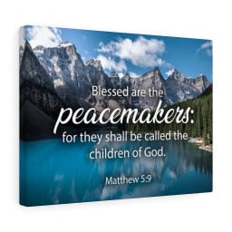 Bible Verse Canvas Peacemakers Matthew 5:9 Christian Scripture Art Wrapped Canvas 8x10