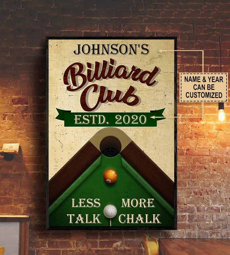 Personalized Canvas Painting Frames Billiard Club Less Talk More Chalk Framed Prints, Canvas Paintings Wrapped Canvas 8x10